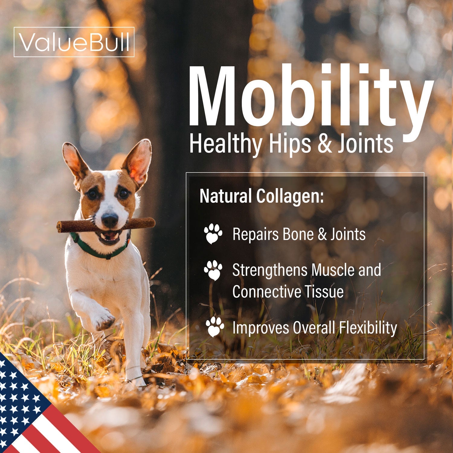 ValueBull USA Collagen Sticks for Dogs, 6 Inch Medium Chews, Natural Long-Lasting Dog Treats, 25 Count