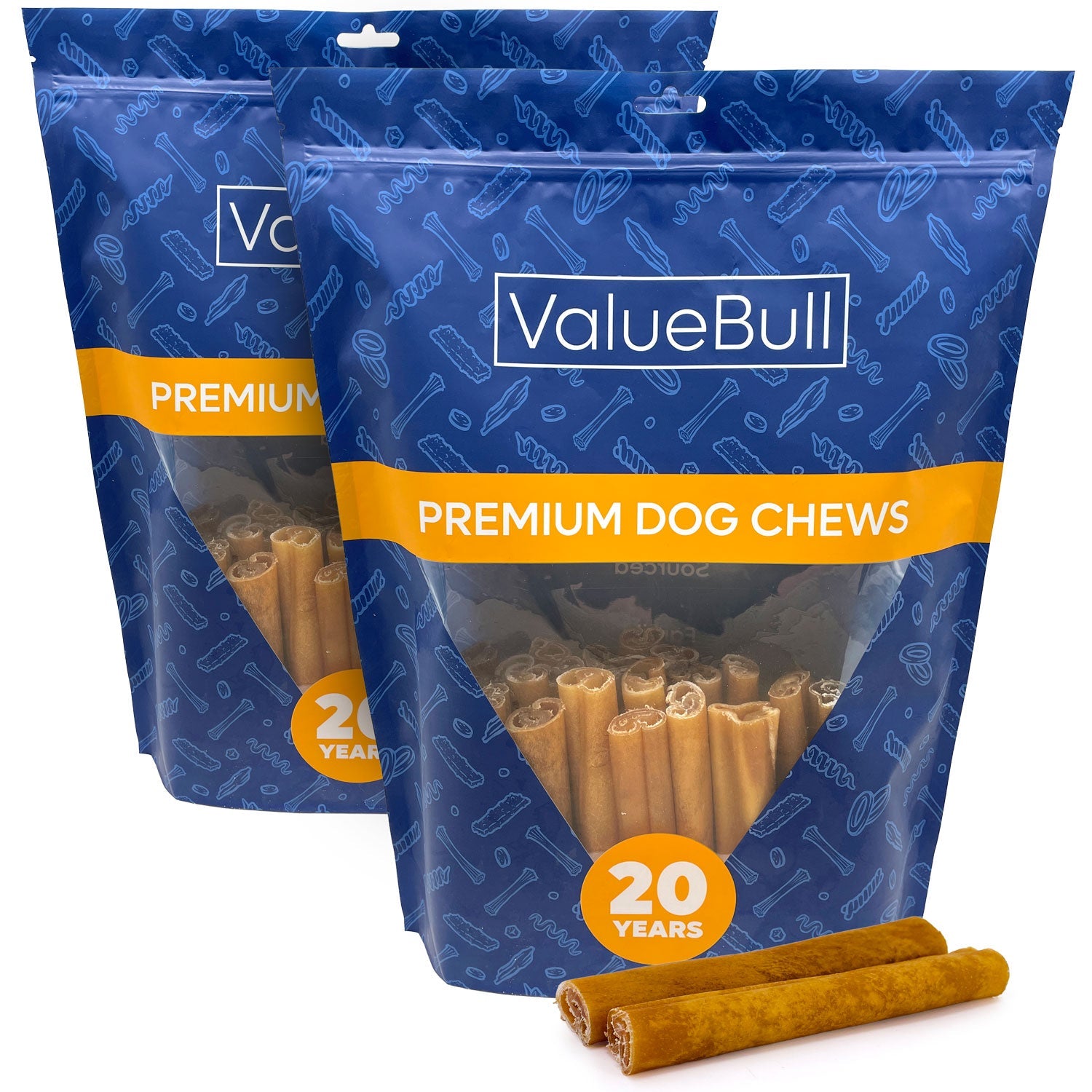 ValueBull Buffalo Collagen Sticks for Dogs, 6 Inch Jumbo Chews, Natural Long-Lasting Dog Treats, 50 Count