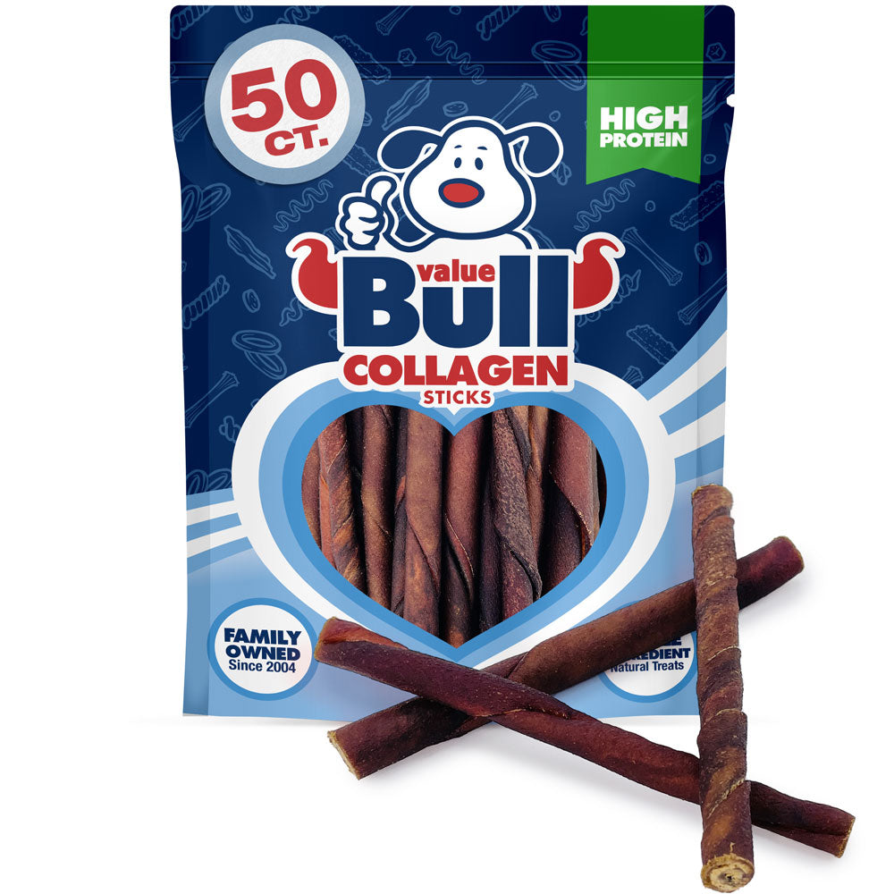 ValueBull USA Collagen Twists Dog Chews, 5 Inch, Natural Long-Lasting Dog Treats, 50 Count