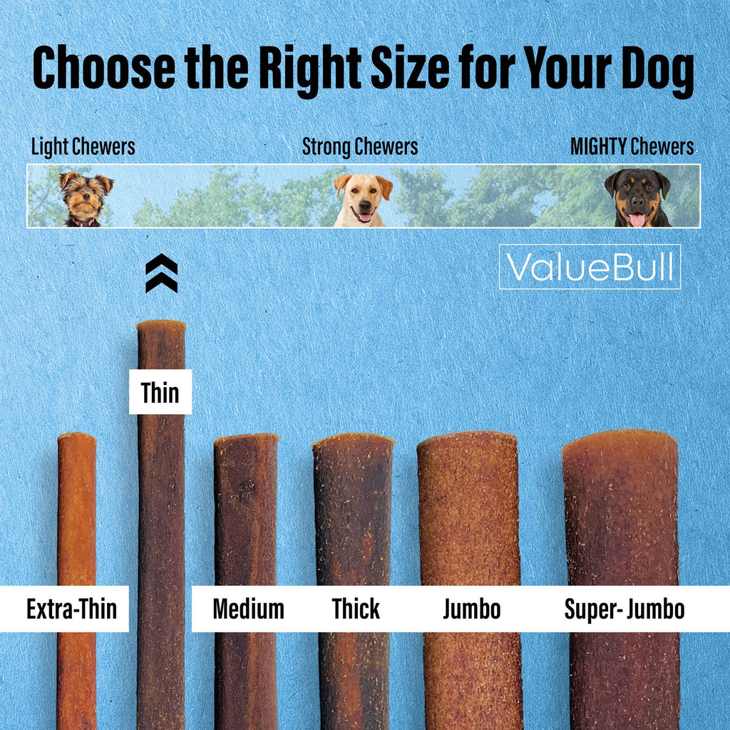 ValueBull Collagen Sticks for Small Dogs, 12 Inch Thin Chews, Natural Dog Treats, 25 Count