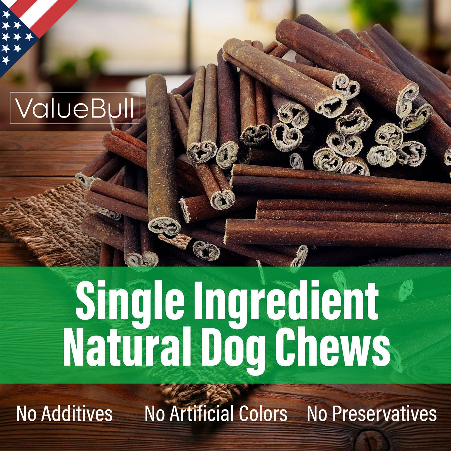 ValueBull USA Collagen Sticks for Dogs, 6 Inch Medium Chews, Natural Long-Lasting Dog Treats, 25 Count