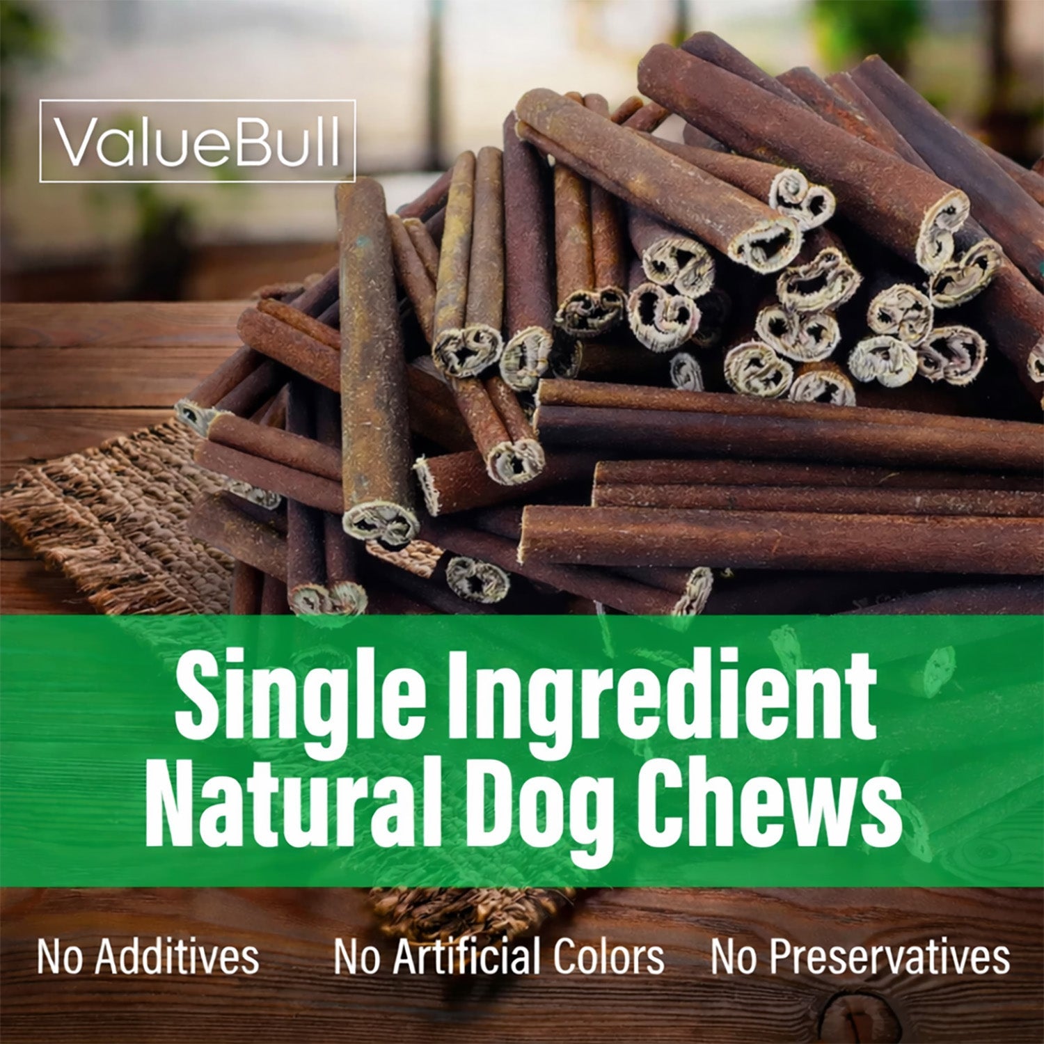 ValueBull Buffalo Collagen Sticks for Dogs, 6 Inch Medium Chews, Natural Long-Lasting Dog Treats, 10 Count