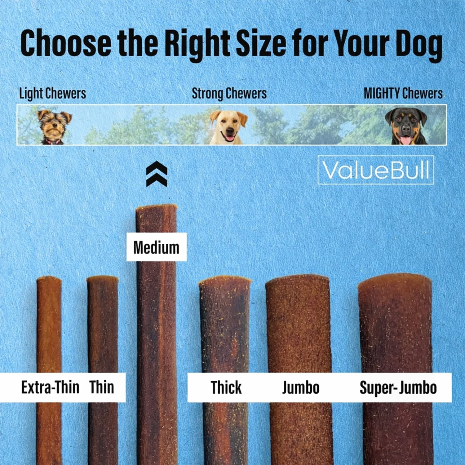 ValueBull Buffalo Collagen Sticks for Dogs, 6 Inch Medium Chews, Natural Long-Lasting Dog Treats, 10 Count
