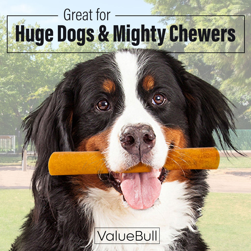 ValueBull Buffalo Collagen Sticks for Dogs, 6 Inch Super Jumbo Chews, Natural Long-Lasting Dog Treats, 25 Count