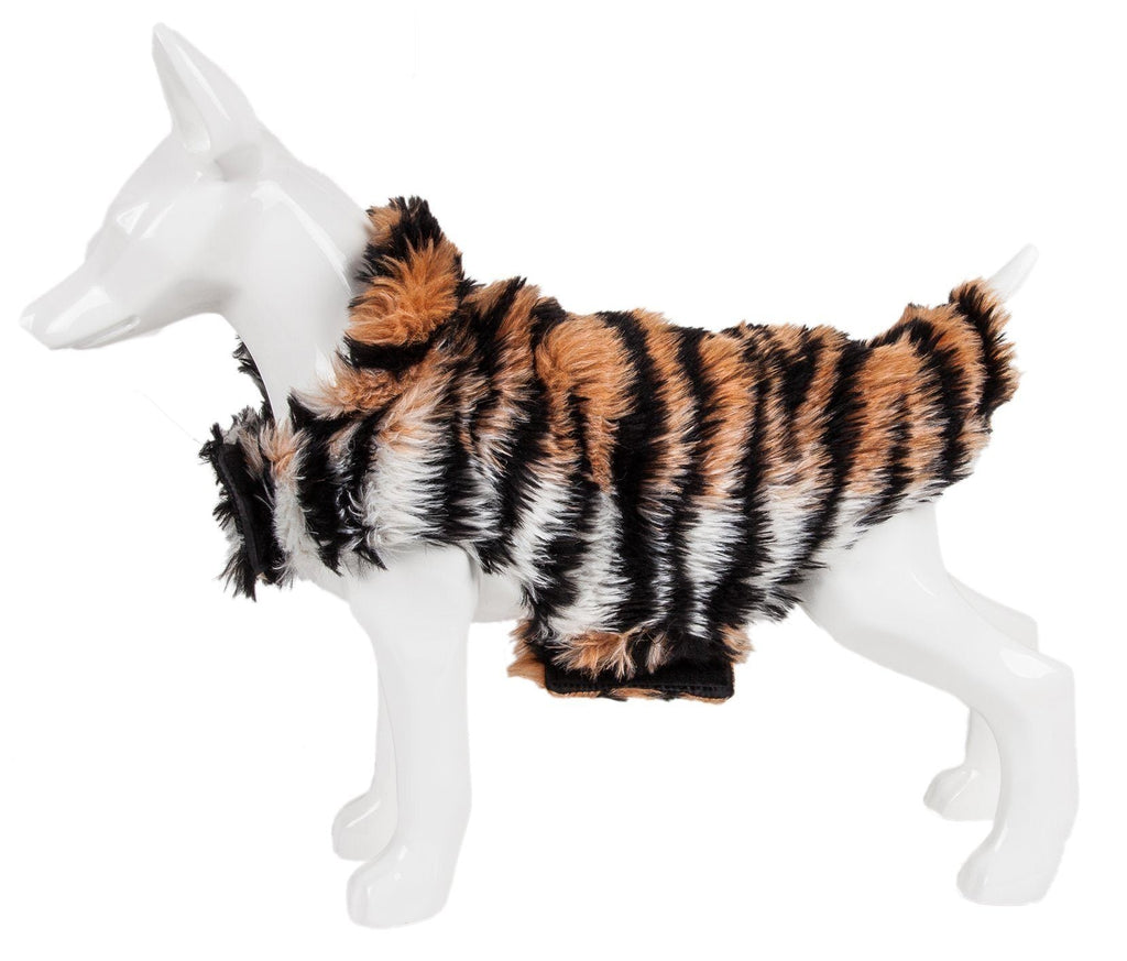Pet Life ®  Luxe 'Tigerbone' Tiger-Patterned Mink Fashion Fur Dog Jacket