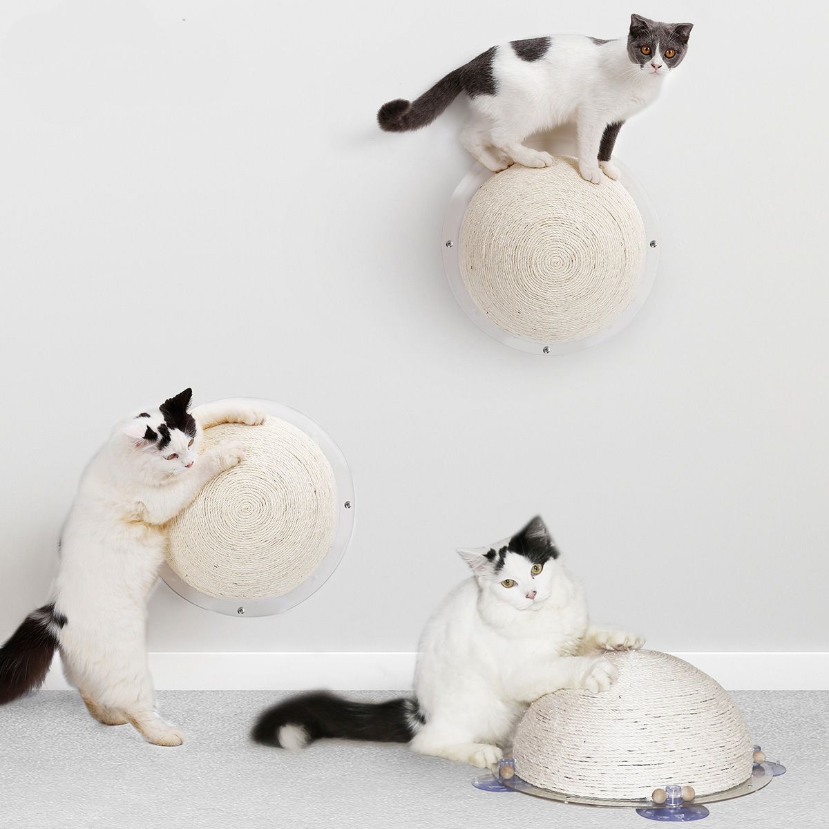 Pet Life ® 'Stick N' Claw' Sisal Rope and Toy Suction Cup Circular Cat Scratcher