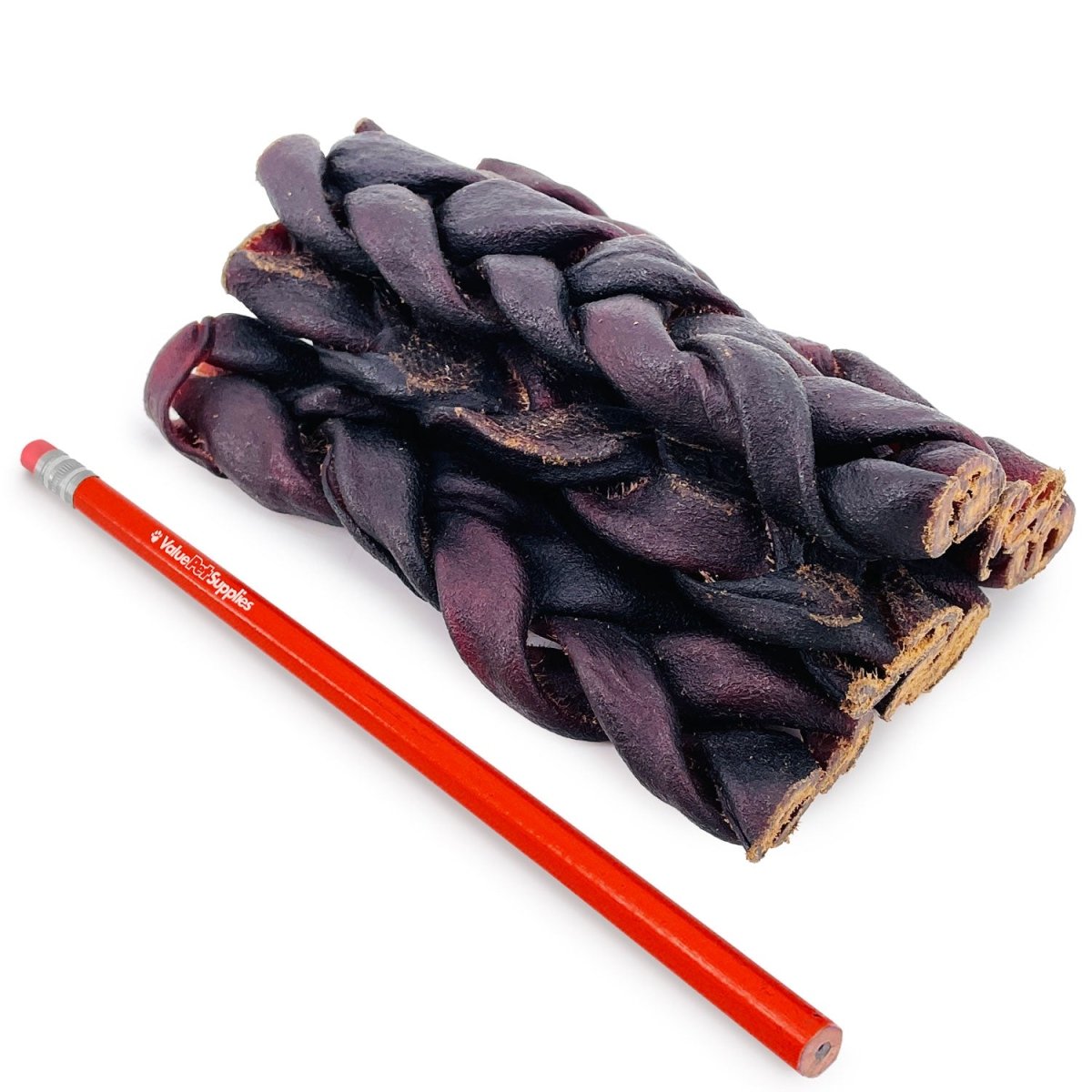 ValueBull USA Collagen Braid Beef Large Dog Chews, Thick 6 Inch 50 Count