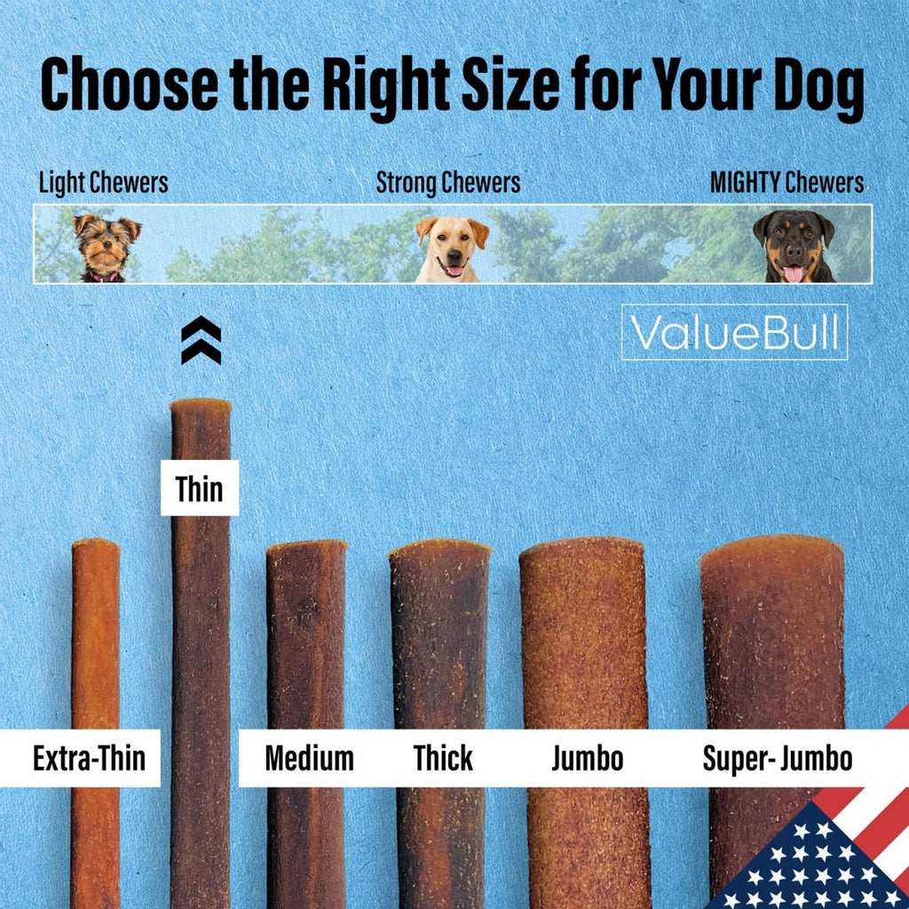 ValueBull USA Collagen Sticks for Small Dogs, 6 Inch Thin Chews, Natural Dog Treats, 50 Count