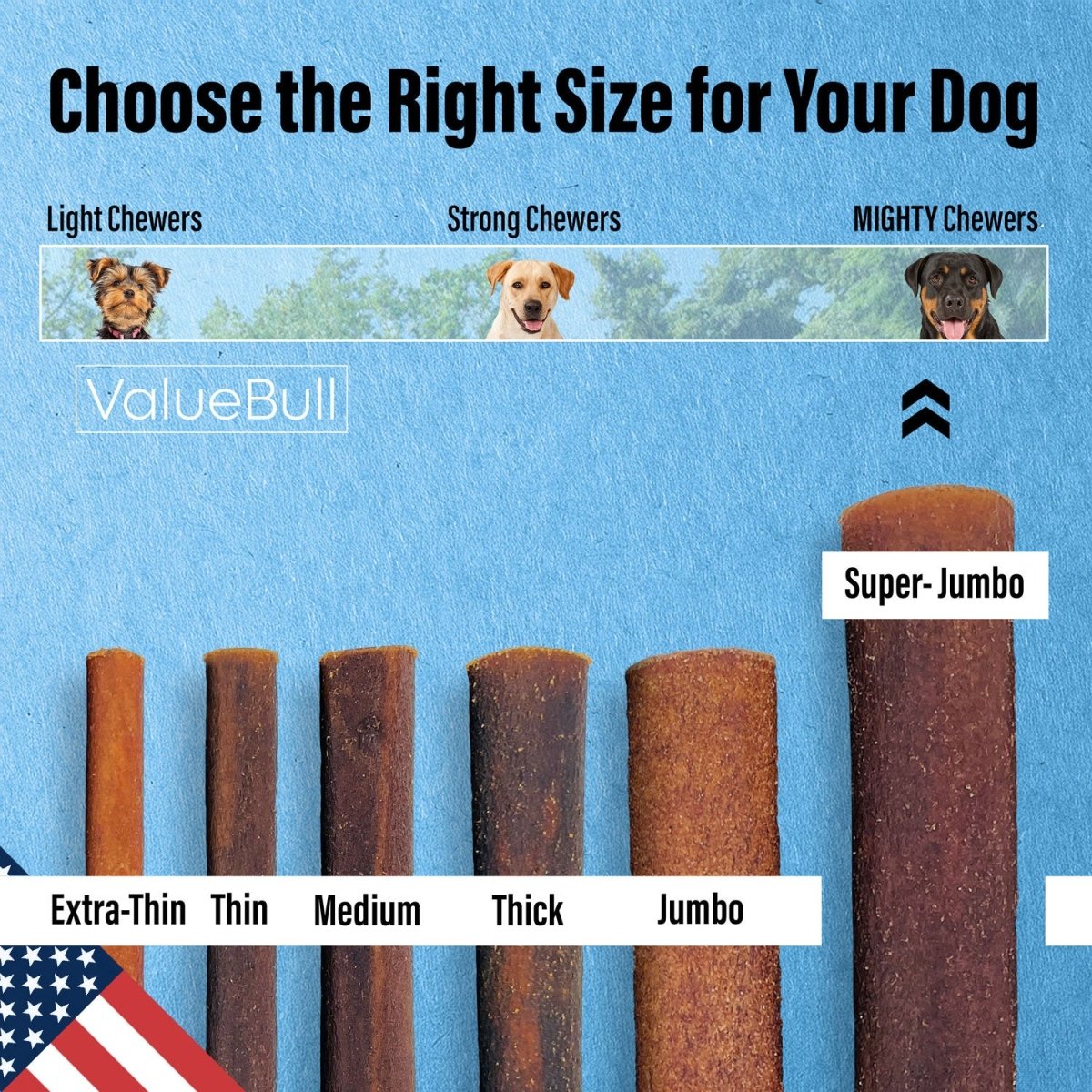 ValueBull USA Collagen Sticks for Dogs, 12 Inch Super Jumbo Chews, Natural Long-Lasting Dog Treats, 10 Count