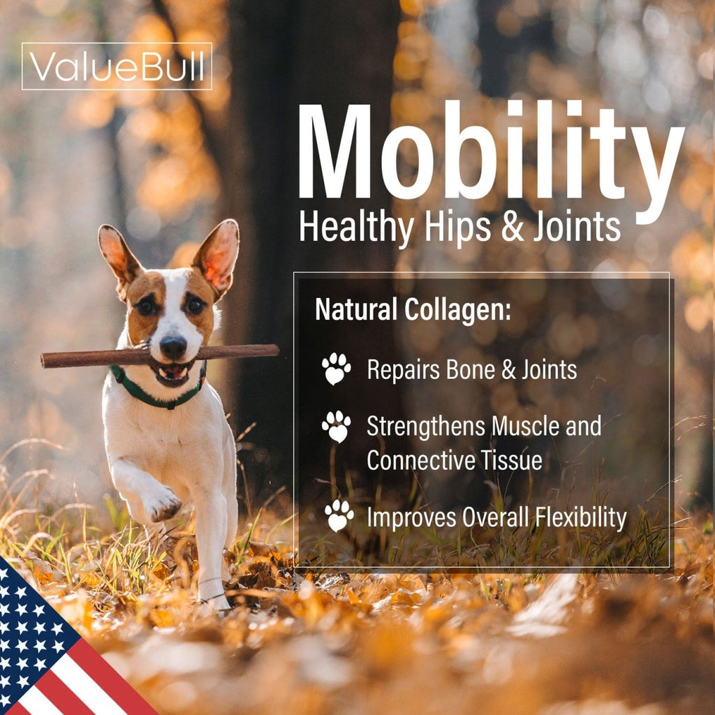 ValueBull USA Collagen Sticks for Small Dogs, 12 Inch Thin Chews, Natural Dog Treats, 10 Count