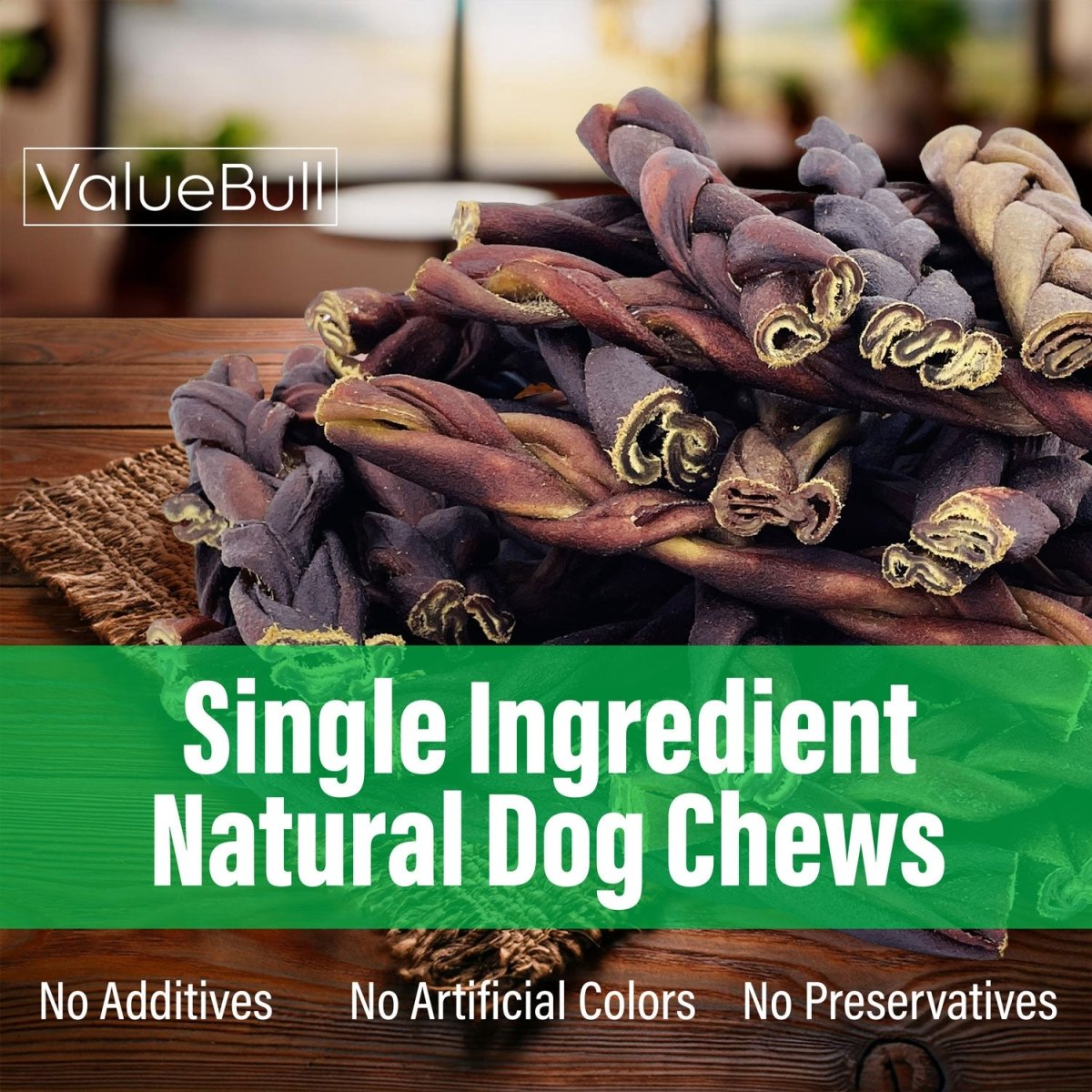 ValueBull Collagen Braided Sticks for Dogs, 6 Inch Thick Chews, Natural Long-Lasting Dog Treats, 10 Count