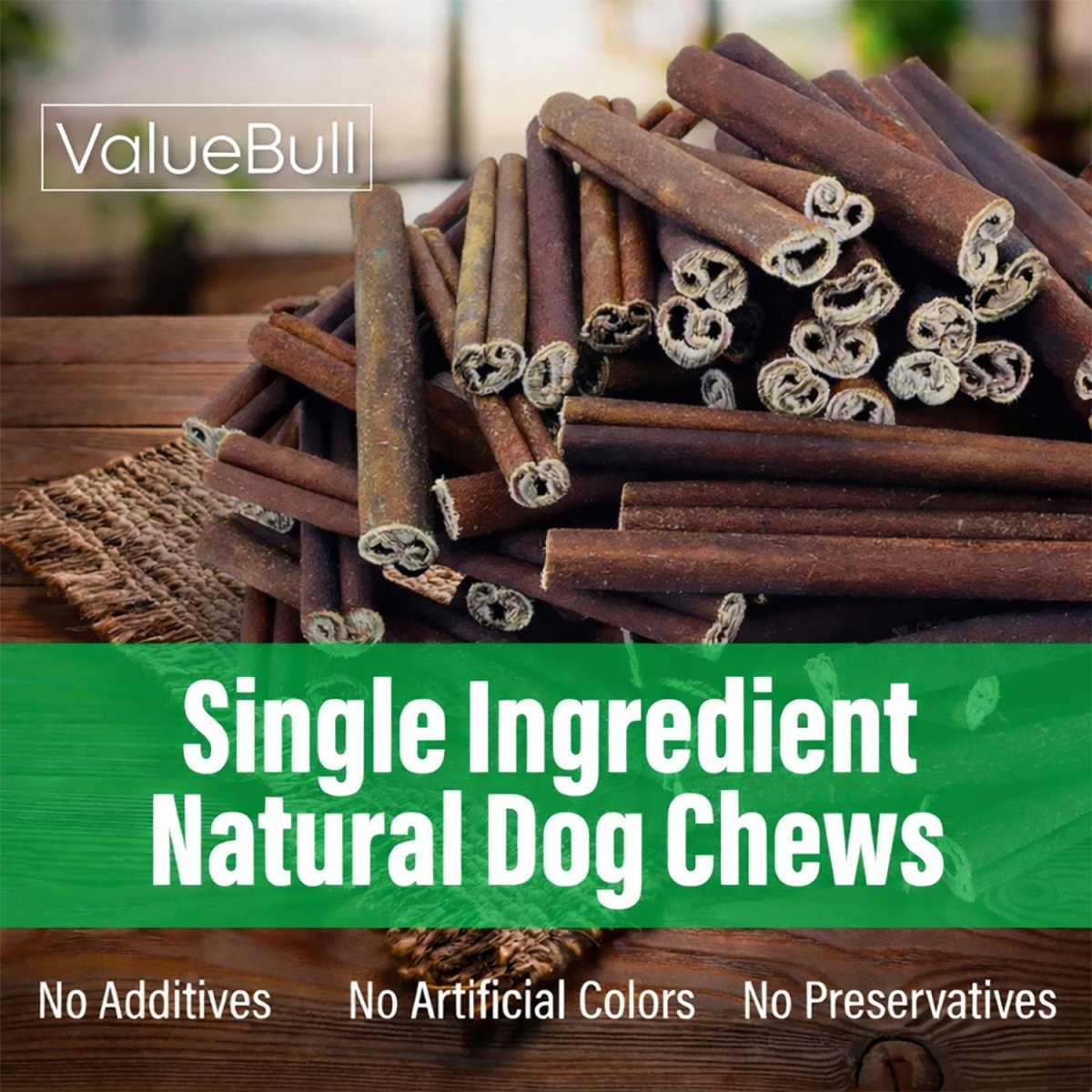 ValueBull Buffalo Collagen Sticks for Dogs, 6 Inch Thick Chews, Natural Long-Lasting Dog Treats, 25 Count