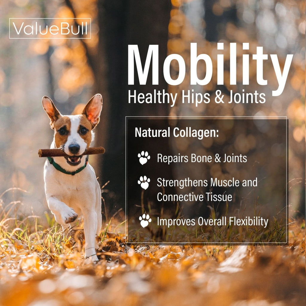 ValueBull Collagen Sticks for Small Dogs, 6 Inch Thin Chews, Natural Dog Treats, 50 Count